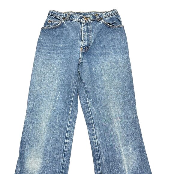 Vintage H.I.S. 10/11 Chic Blue Mom Jeans High Waist Straight Creased Made in USA - Picture 3 of 16